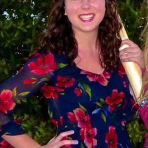 Tropical floral open back dress